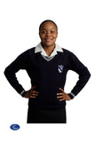 Dominican Convent Jersey Navy V-neck with White Stripes and Badge